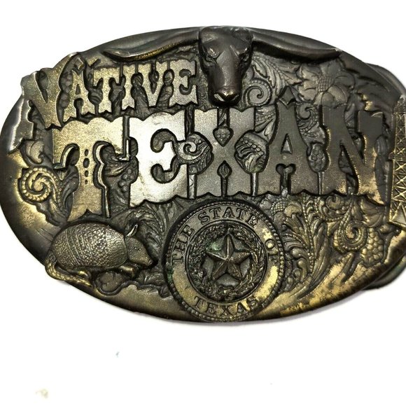 Native Texan Great State Seal Vintage Texas Patriotic Great American Belt Buckle - Picture 7 of 7